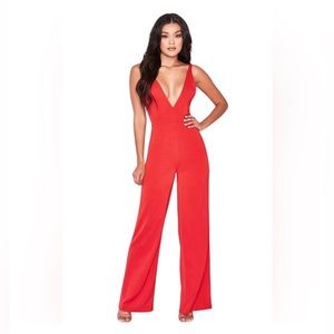 House of CB Leilah Red Jumpsuit